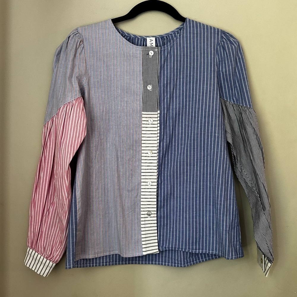 Anthropologie by Amadi Carice | Button-down Striped Patchwork | XS